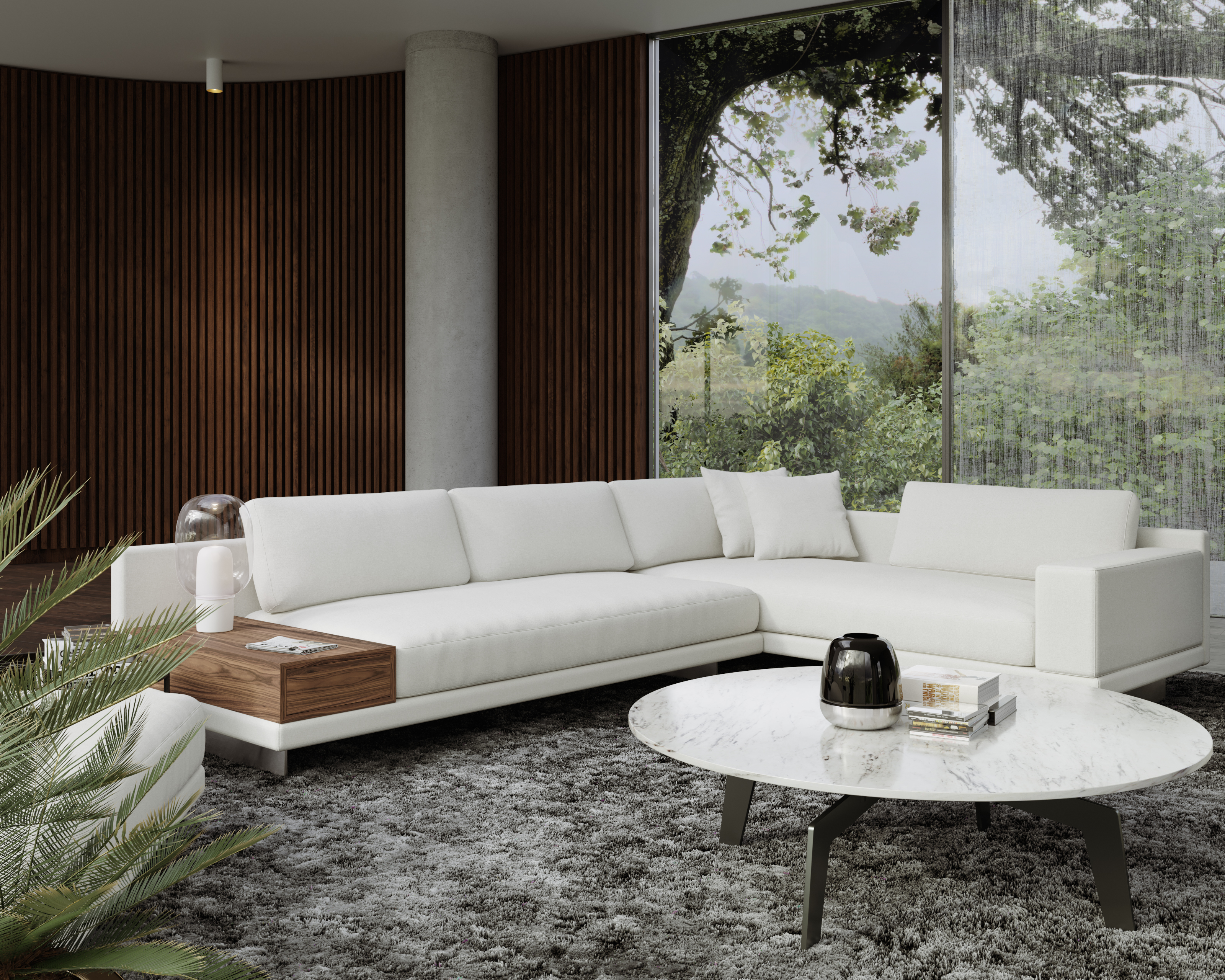 Iconic Designer Sectional Sofa - Light Grey Fabric - Low-profile