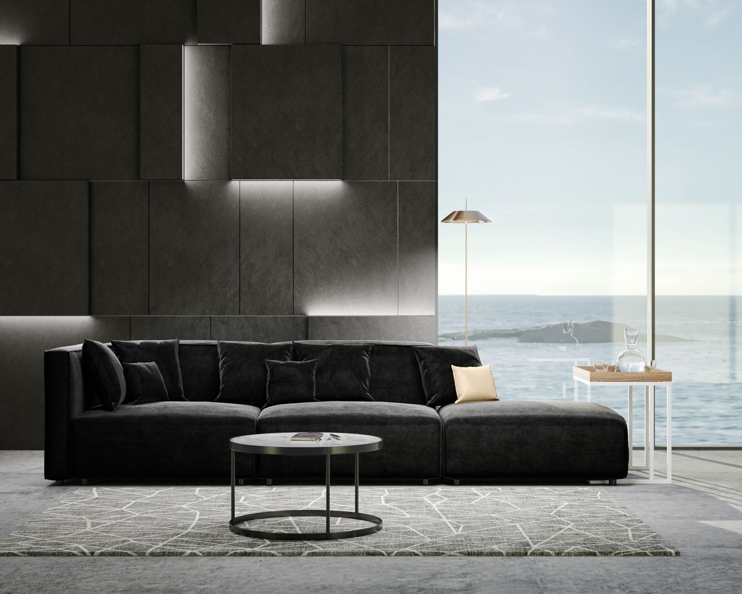 Modern Luxury Sectional with Side Table