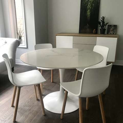 Rochelle 120cm Round Mango Wood & Marble Dining Table