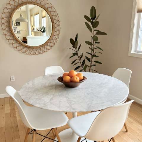 Rochelle 120cm Round Mango Wood & Marble Dining Table