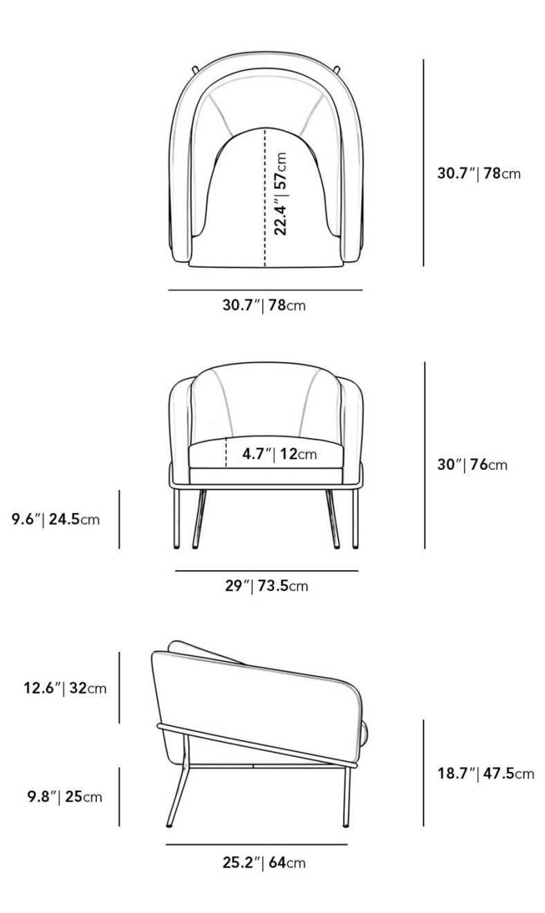 Dimensions for Angelo Lounge Chair