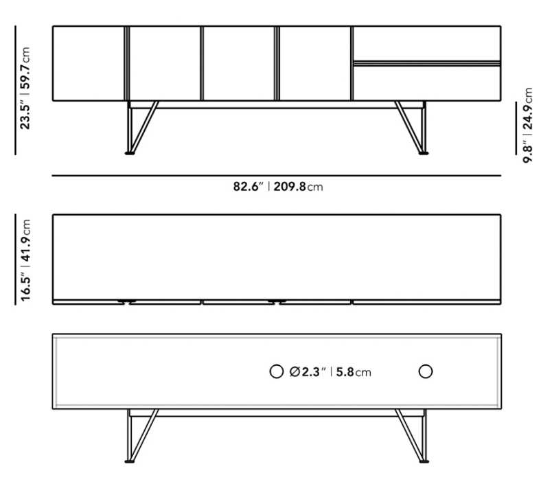 Dimensions for Bennett Media Console - 83"