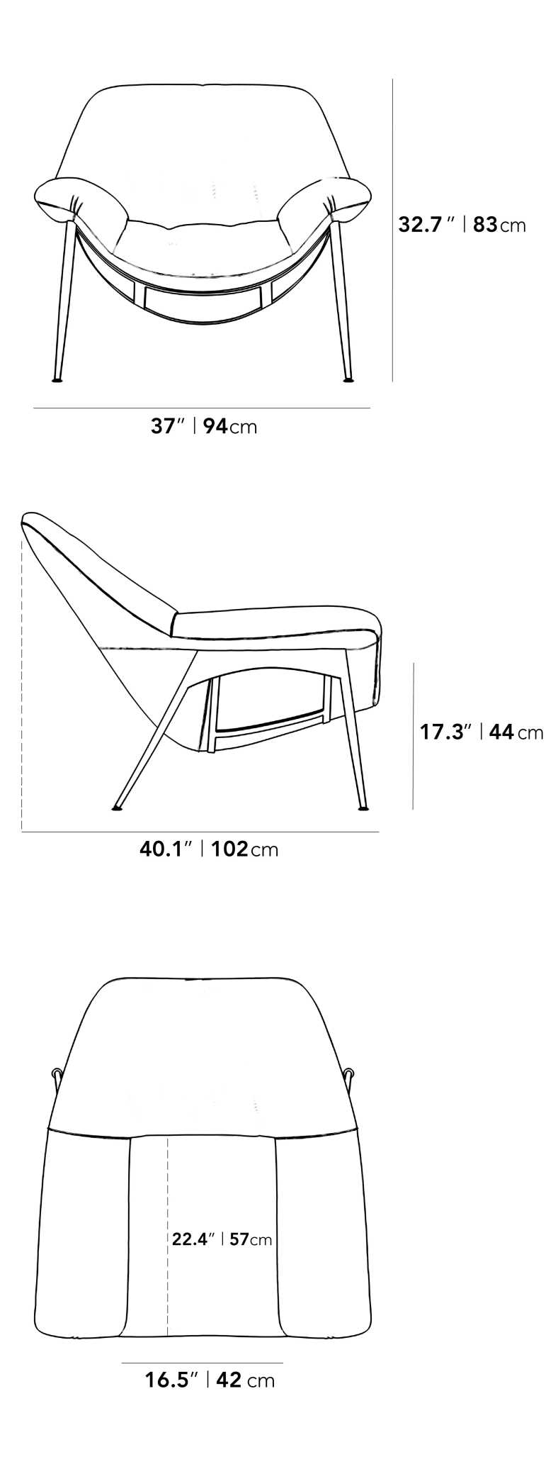 Dimensions for Davos Lounge Chair