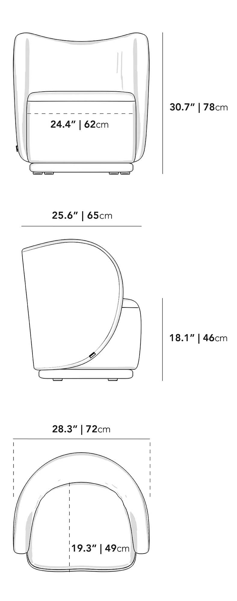 Dimensions for Diane Lounge Chair
