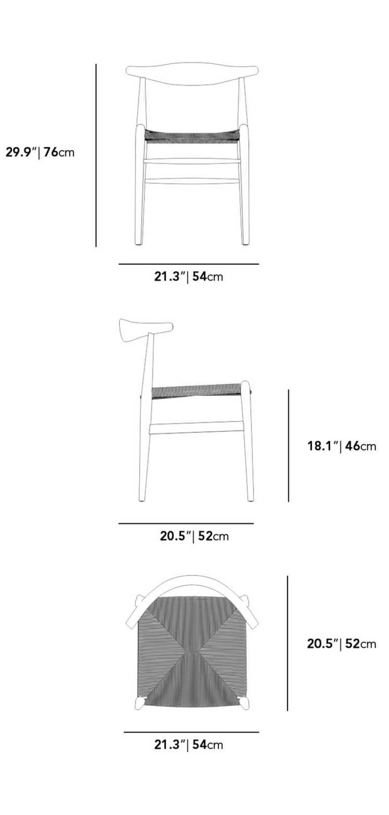 Dimensions for Elbow Chair - Woven