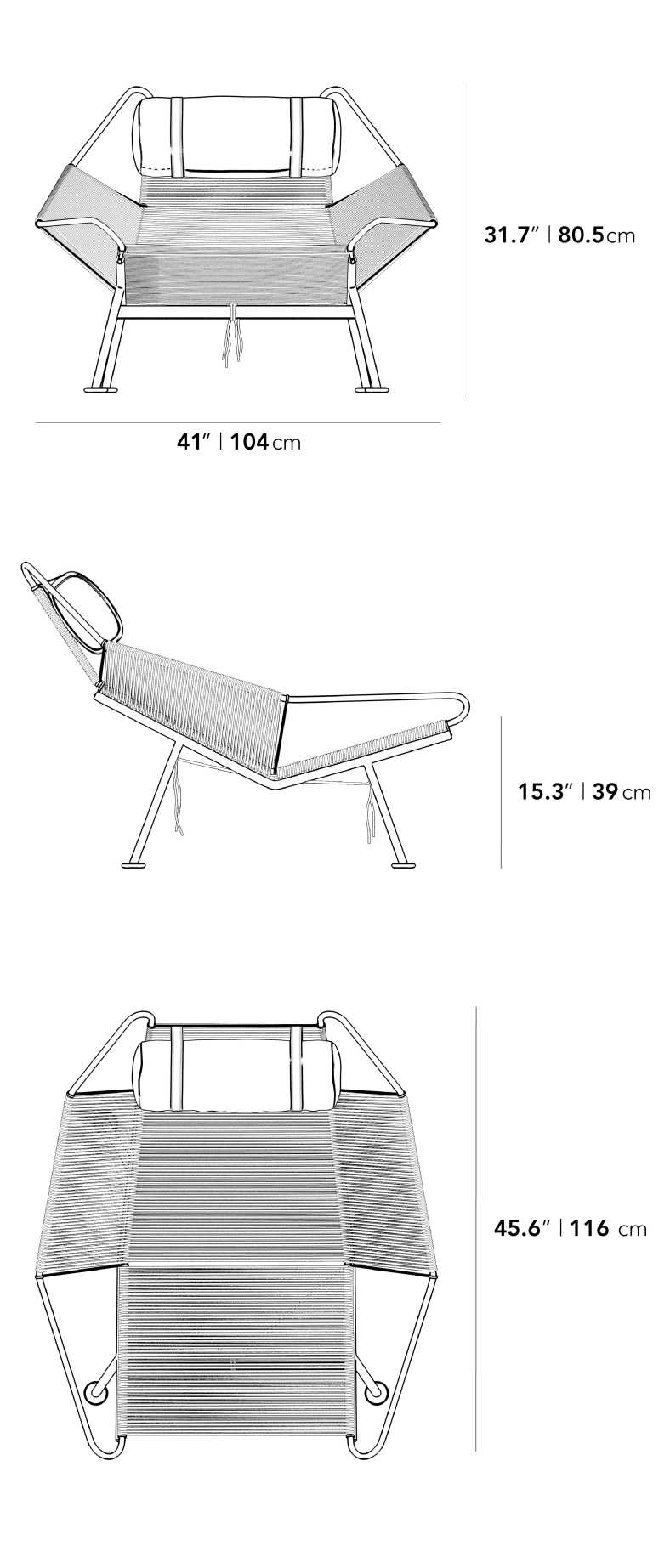 Dimensions for Flag Halyard Chair