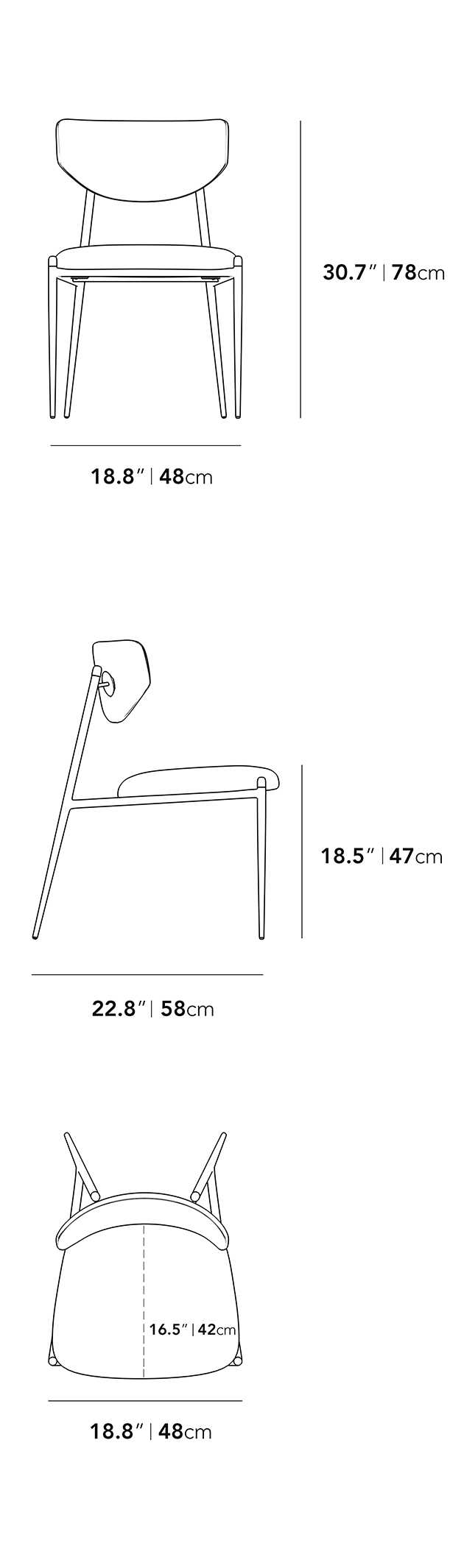 Dimensions for Geno Dining Chair