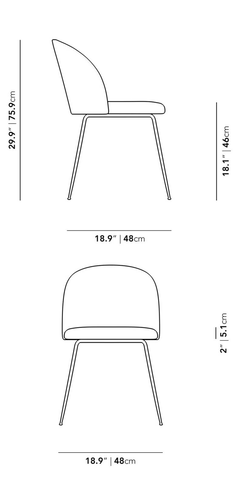 Dimensions for Iris Chair