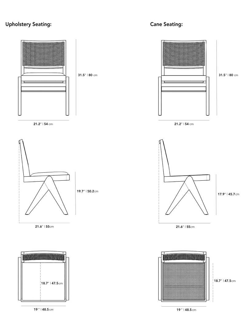Dimensions for Javert Side Chair