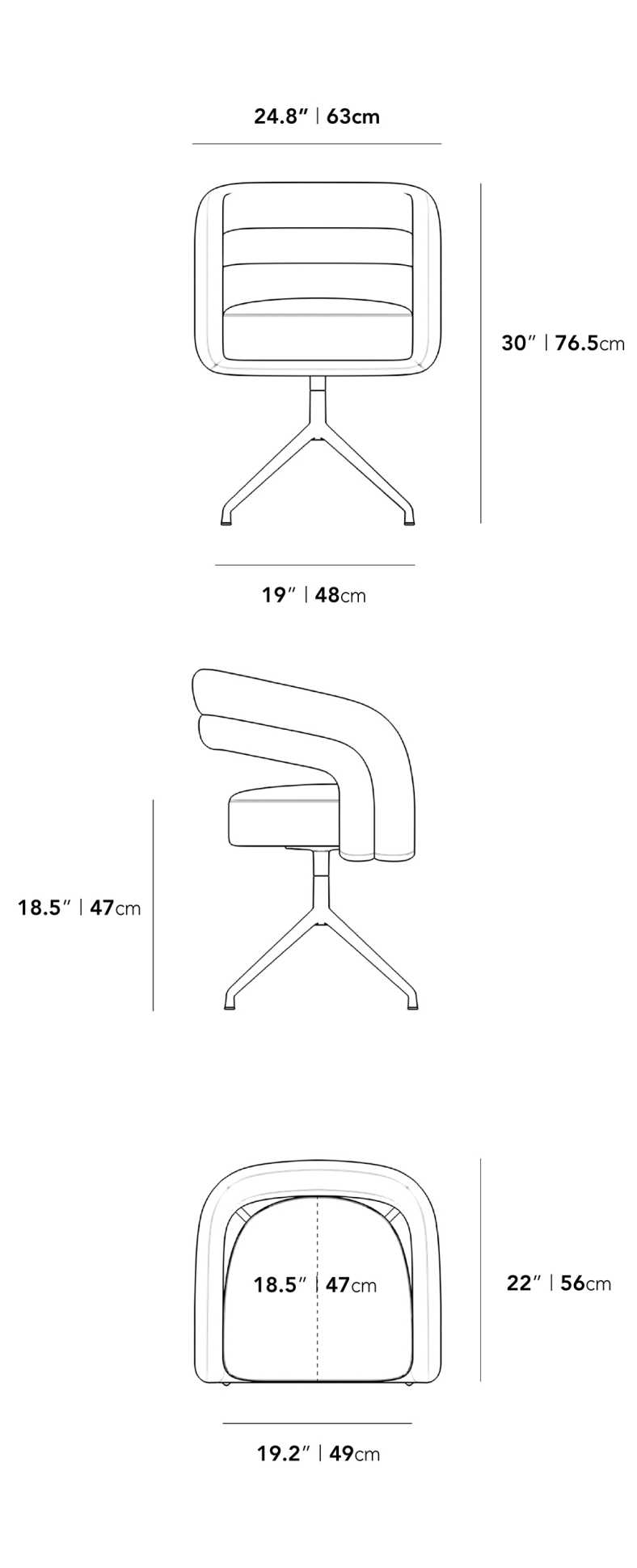 Dimensions for Mia Dining Chair