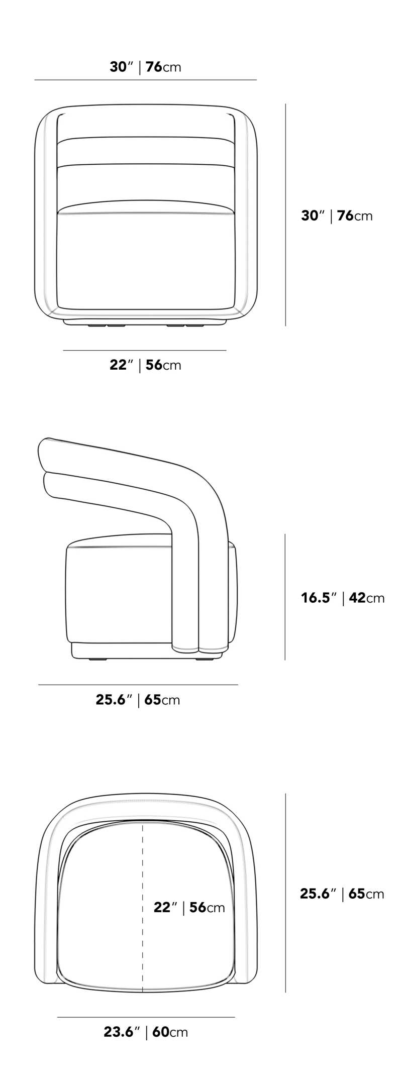 Dimensions for Mia Lounge Chair
