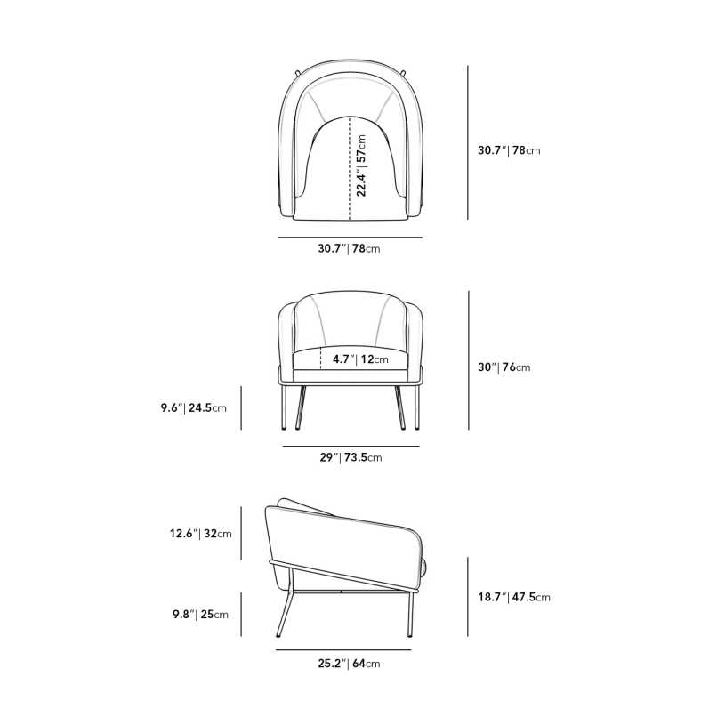 Dimensions for Angelo Lounge Chair - Clearance