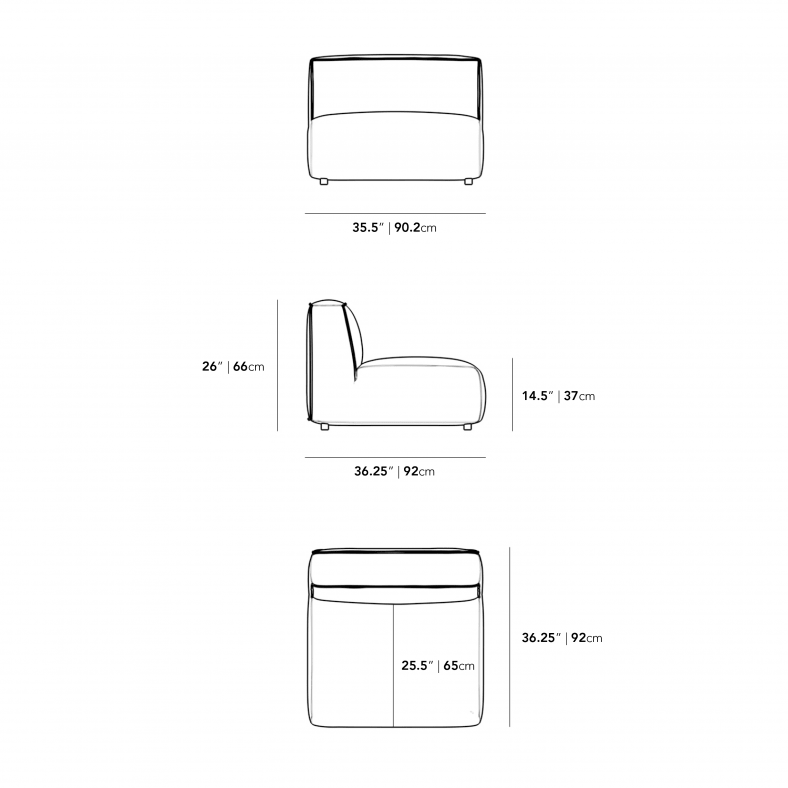 Dimensions for Arya Outdoor Armless