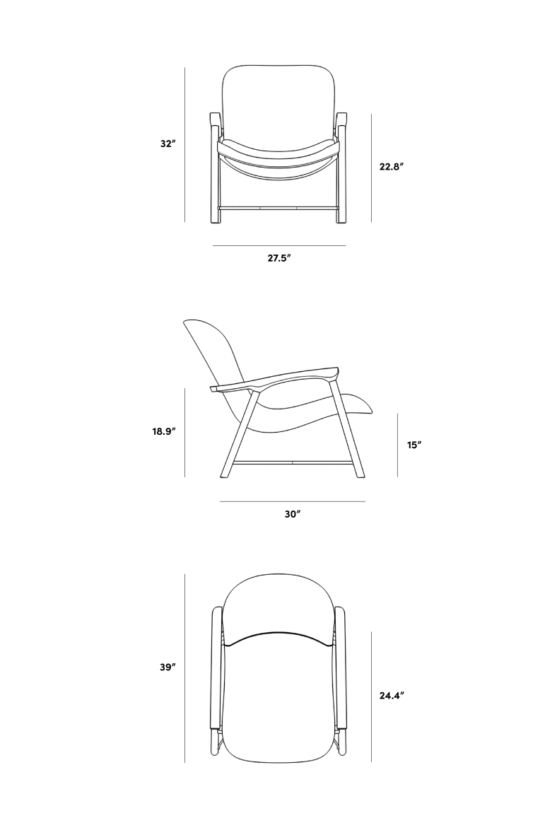 Dimensions for Aubrey Lounge Chair - Clearance