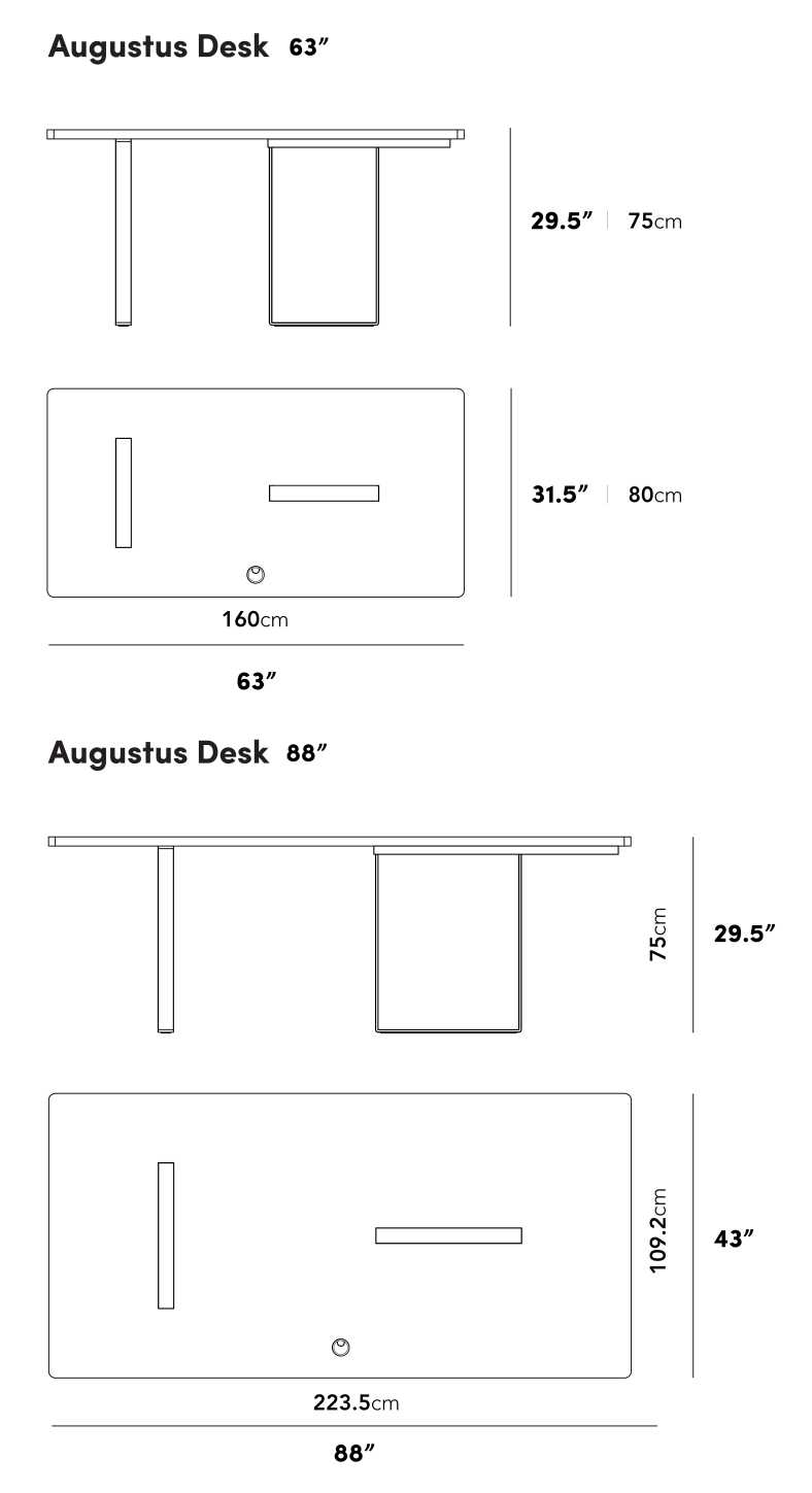 Dimensions for Augustus Desk - Clearance