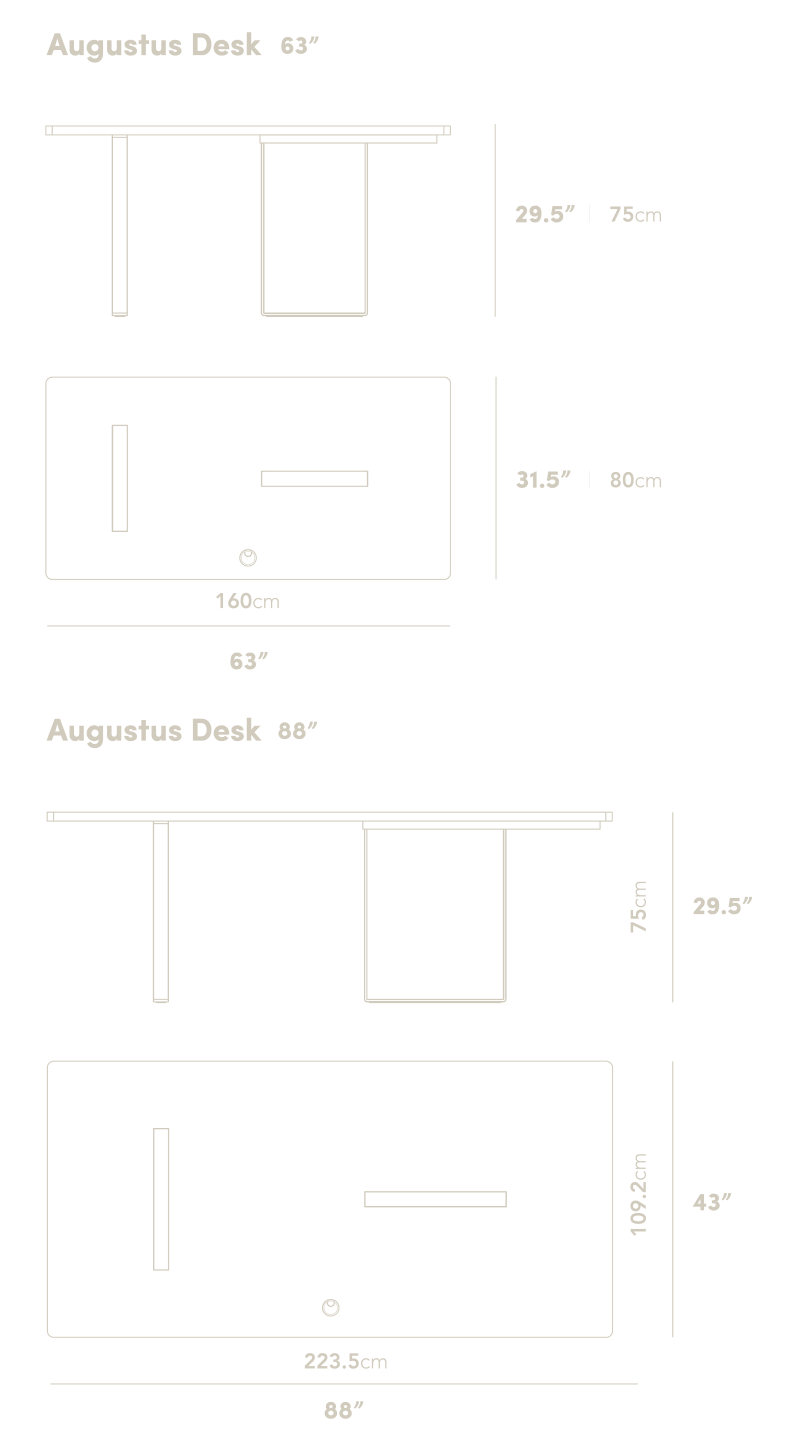 Dimensions for Augustus Desk (Black Label)