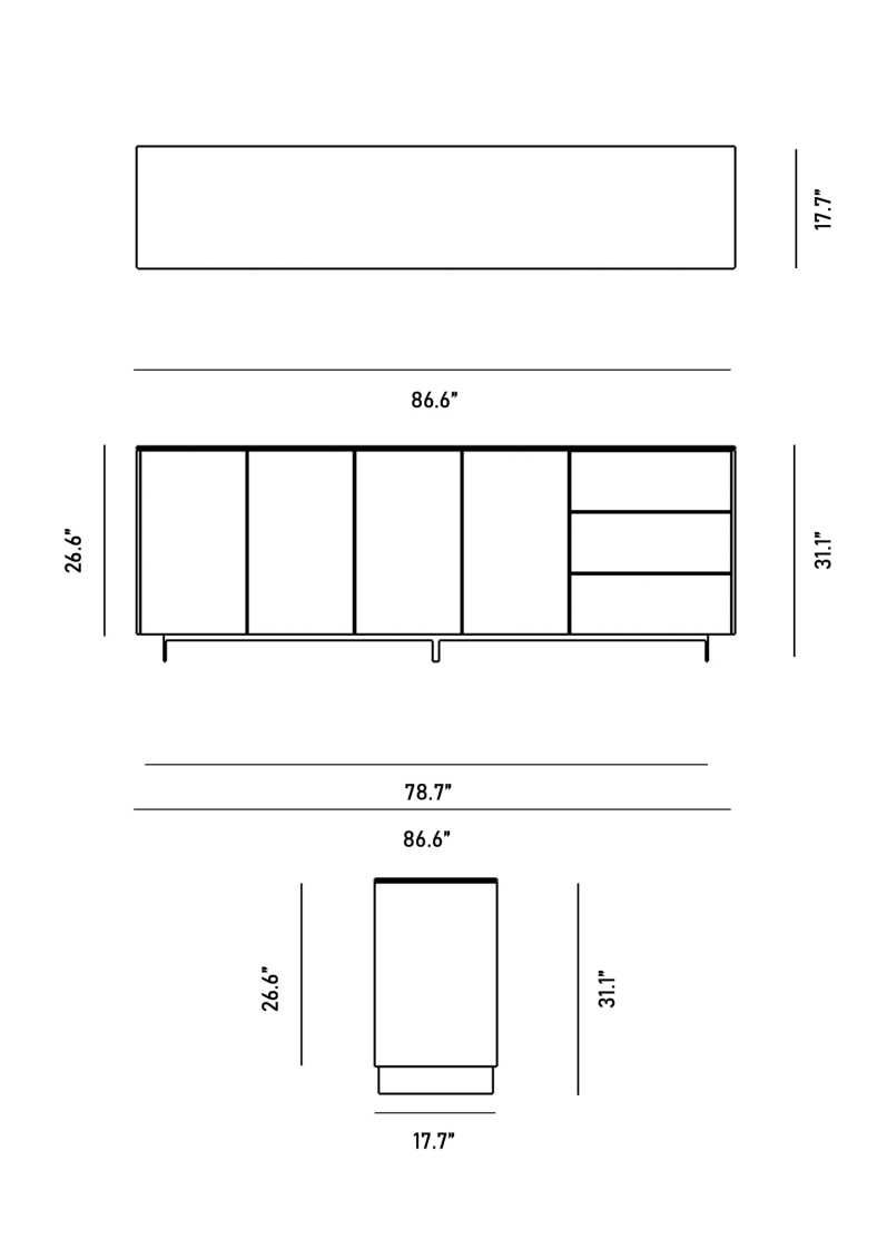 Dimensions for Augustus Sideboard - Walnut