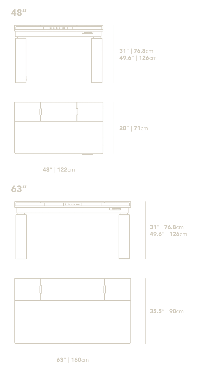 Dimensions for Augustus Standing Desk