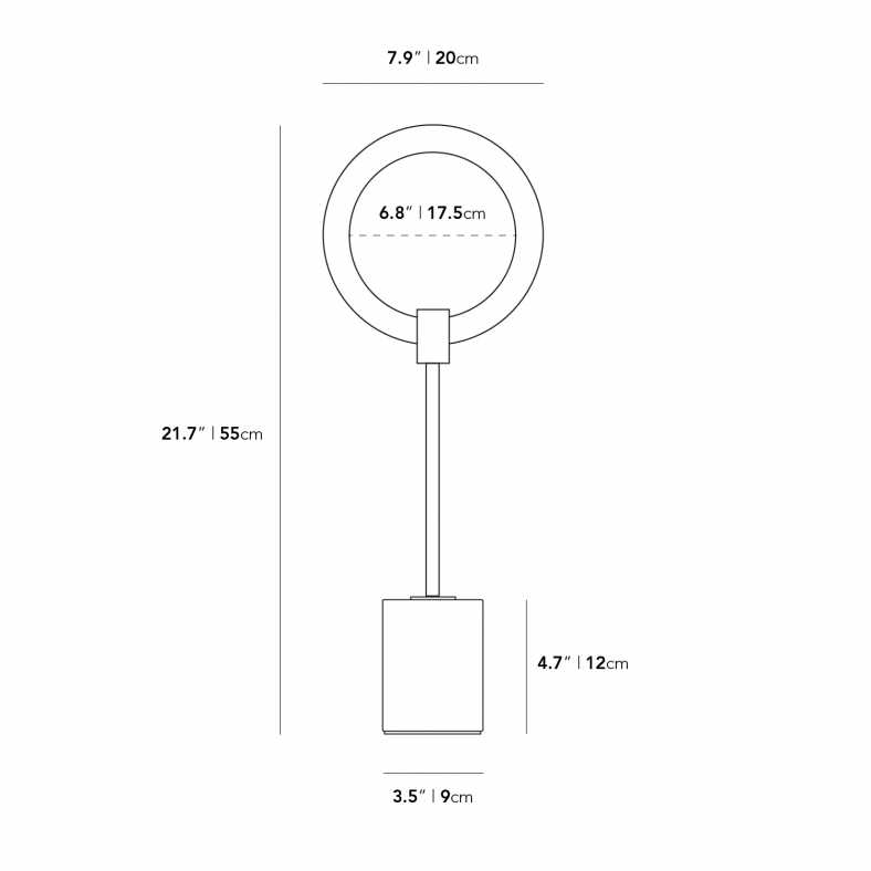 Dimensions for Aura Table Lamp