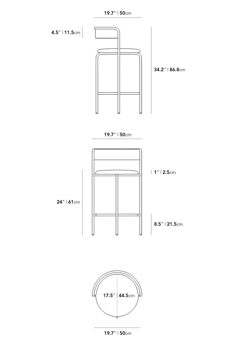Dimensions for Ava Counter Stool - Clearance