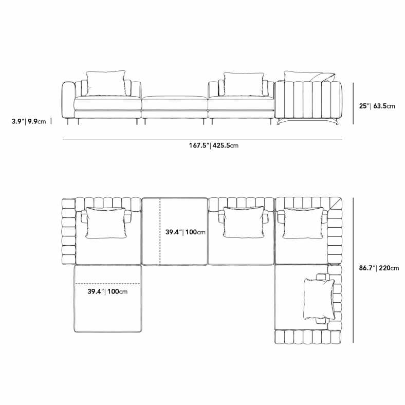Dimensions for Berlin Modular Sectional