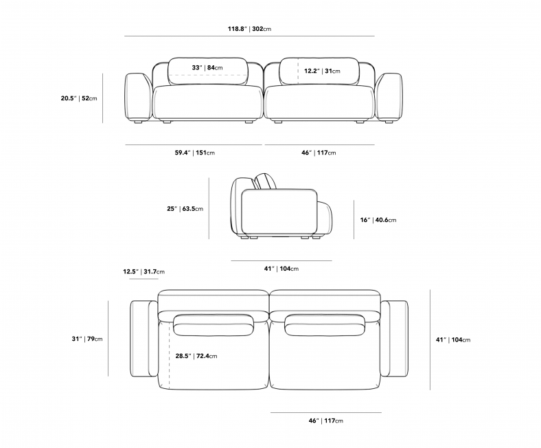 Dimensions for Boden Sofa