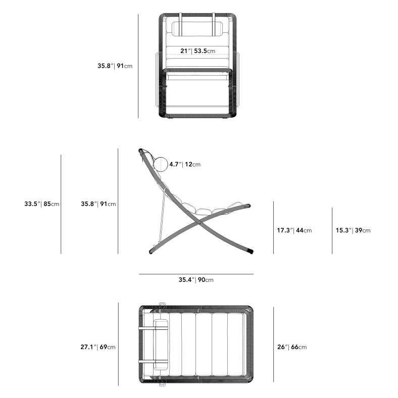 Dimensions for Jericho Sling Chair