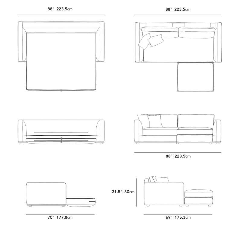Dimensions for Milo Sleeper Sectional