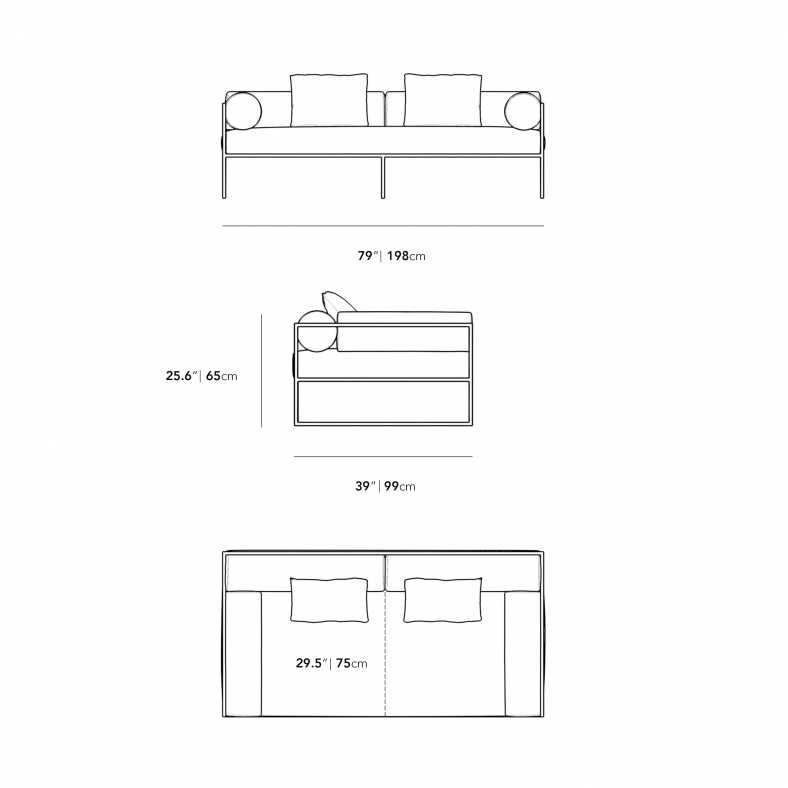 Dimensions for Everett Outdoor Sofa