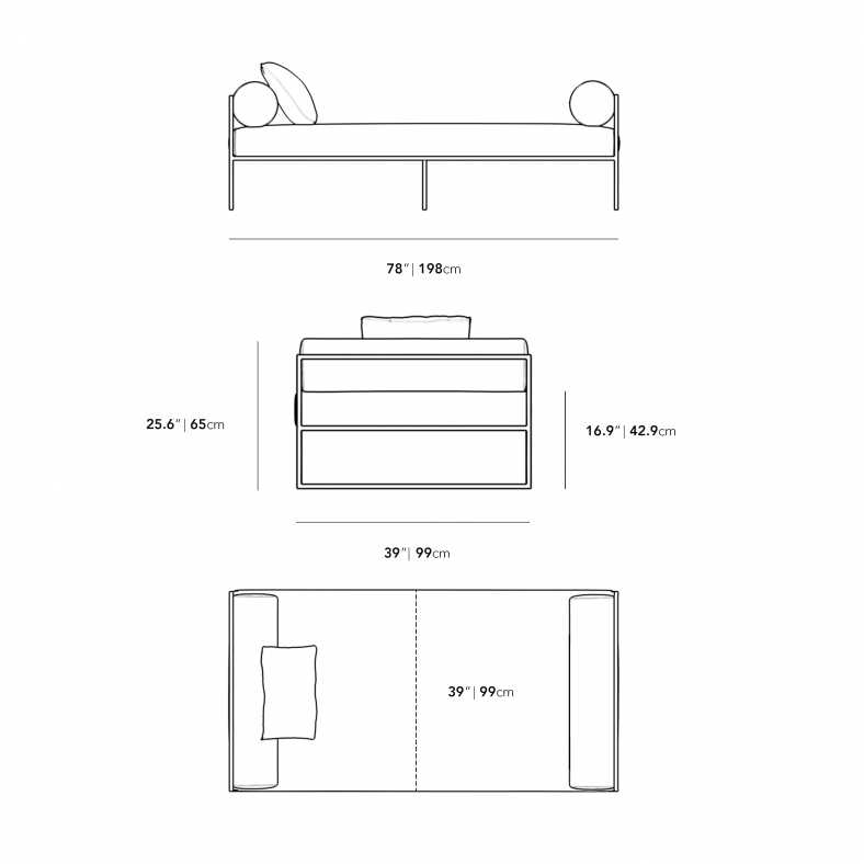 Dimensions for Everett Outdoor Daybed