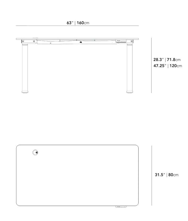 Dimensions for Eryk/Athena E-Standing Desk