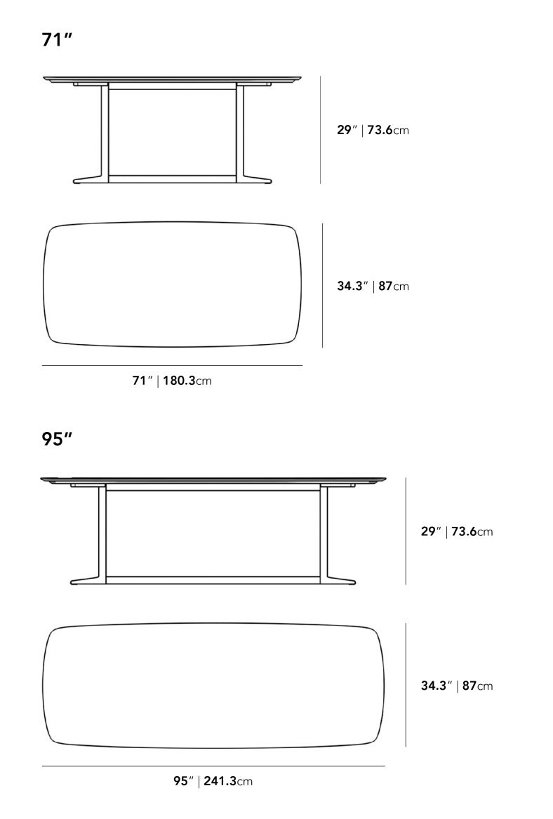 Dimensions for Elaine Dining Table