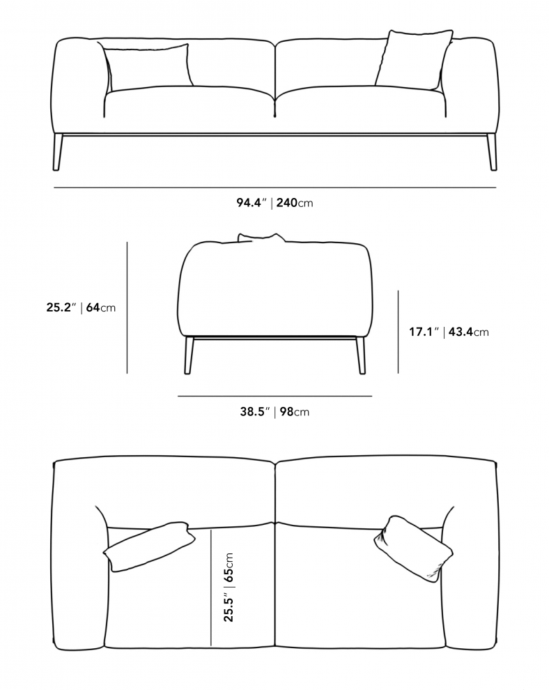 Dimensions for Finley Sofa