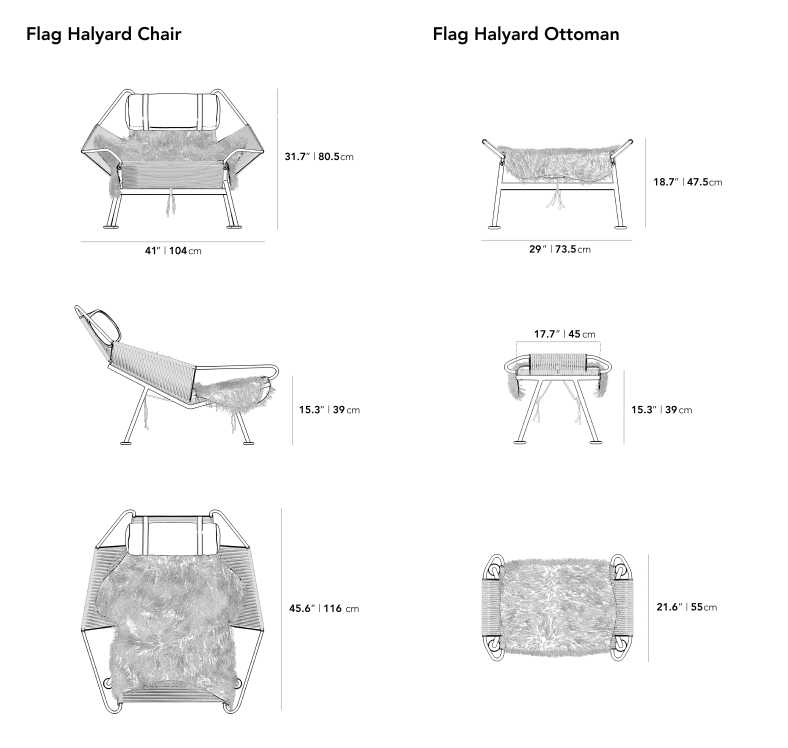 Dimensions for Flag Halyard Chair and Ottoman 2022
