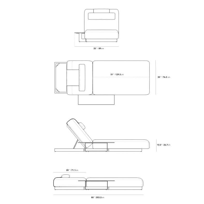Dimensions for Florian Outdoor Lounger 2022