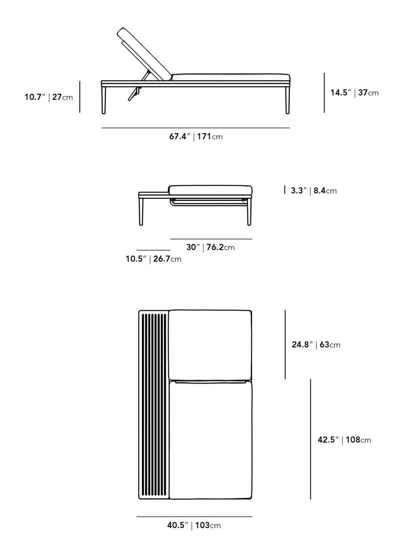 Dimensions for Francis Outdoor Lounger