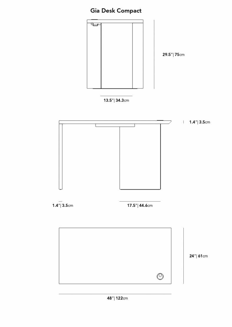 Dimensions for Gia Desk Compact