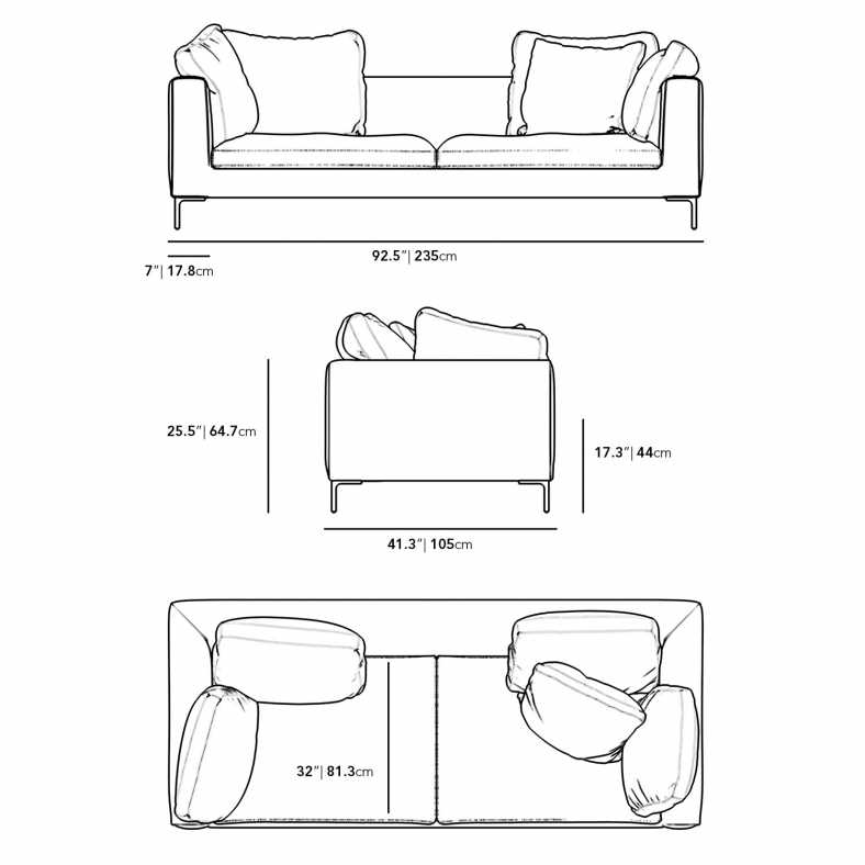 Dimensions for Hugo Sofa