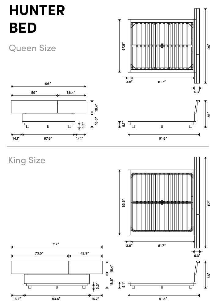 Dimensions for Hunter Bed