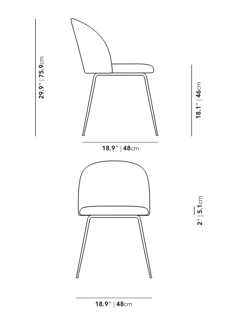 Dimensions for Iris Chair - Clearance