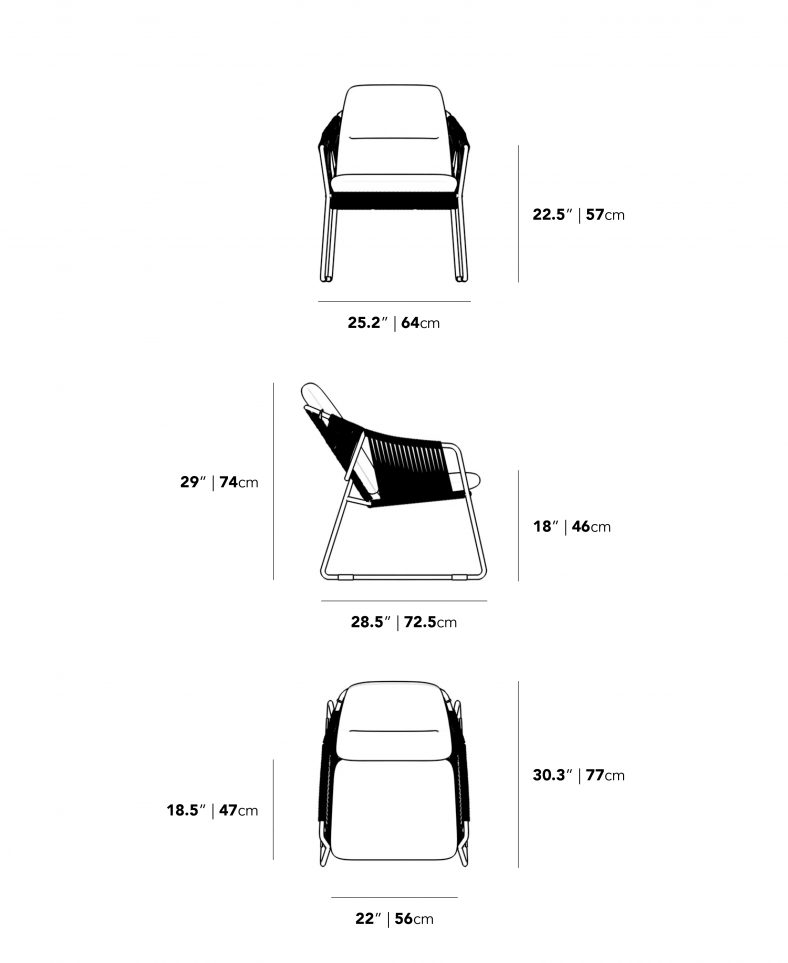 Dimensions for Keila Outdoor Lounge Chair