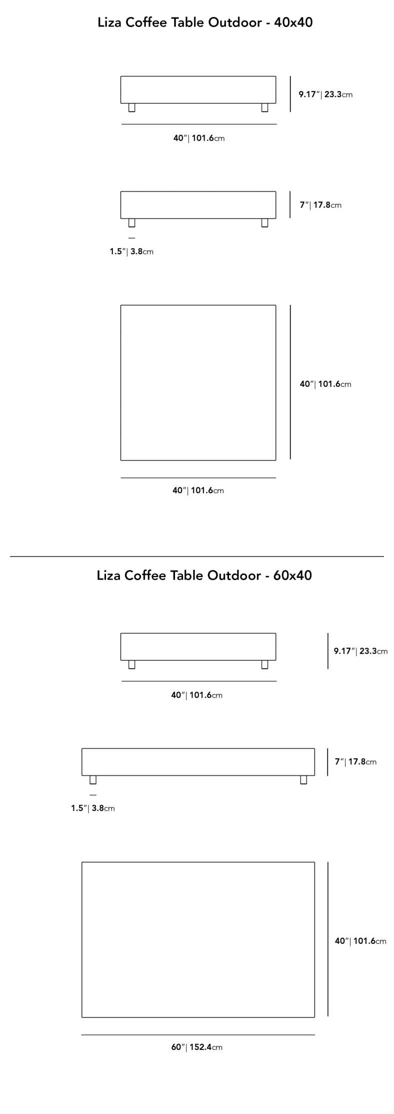 Dimensions for Liza Coffee Table 2022