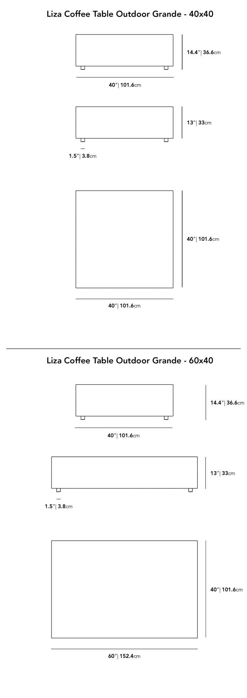 Dimensions for Liza Coffee Table Grande 2022