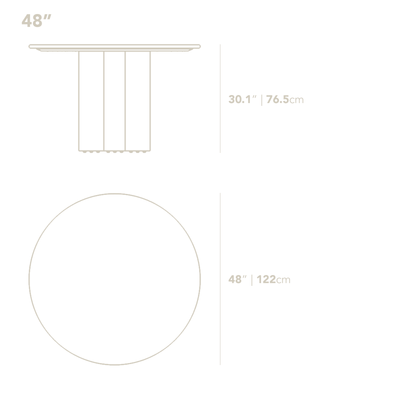 Dimensions for Maximus Round Table