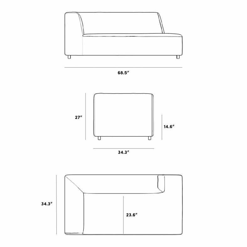 Dimensions for Mika Left Arm Chaise