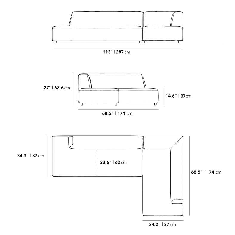 Dimensions for Mika Modular Sectional