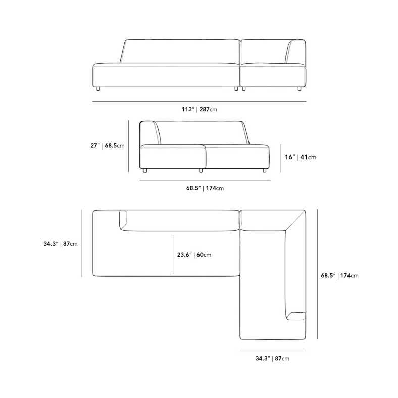 Dimensions for Mika Outdoor Sectional Sofa