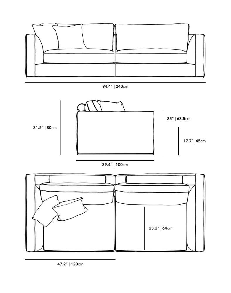 Dimensions for Milo Sofa - Clearance