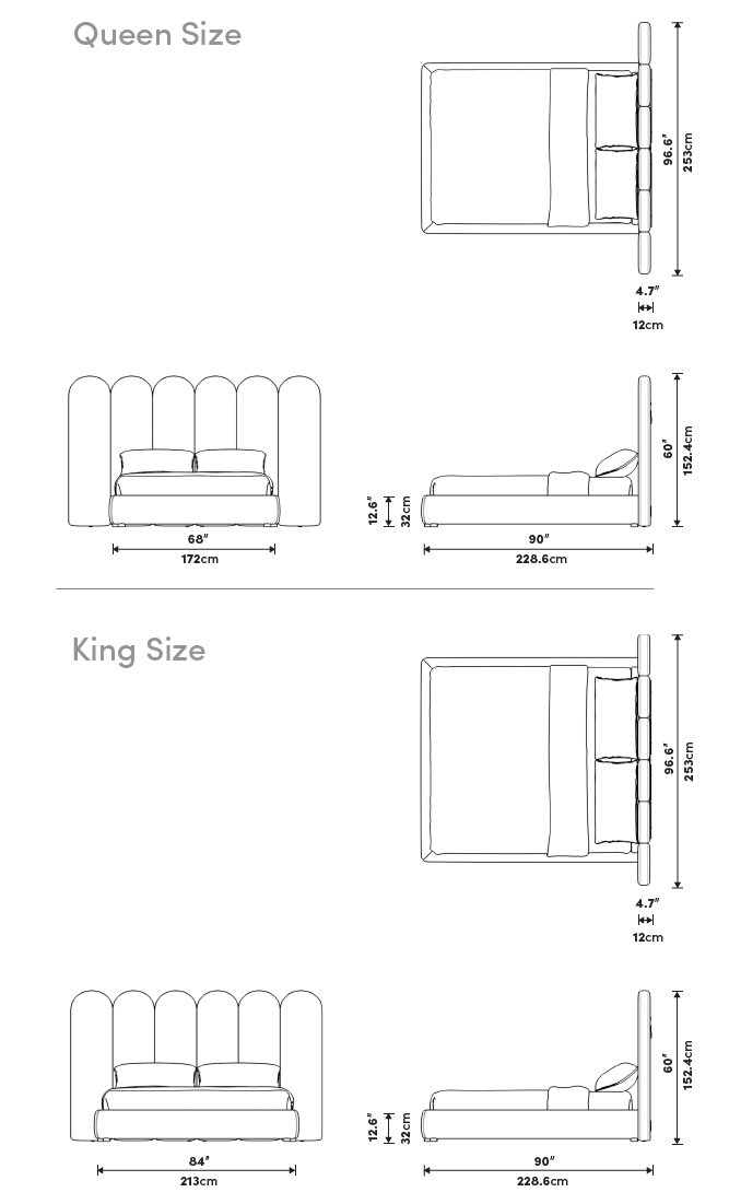 Dimensions for Napa Bed