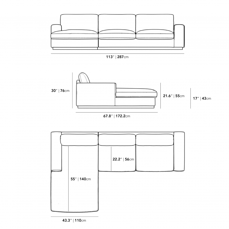 Dimensions for Noah Sectional